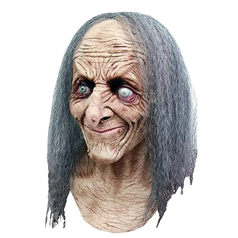 Le Cool Halloween , funny and scary old lady latex witch hat mask - view 3