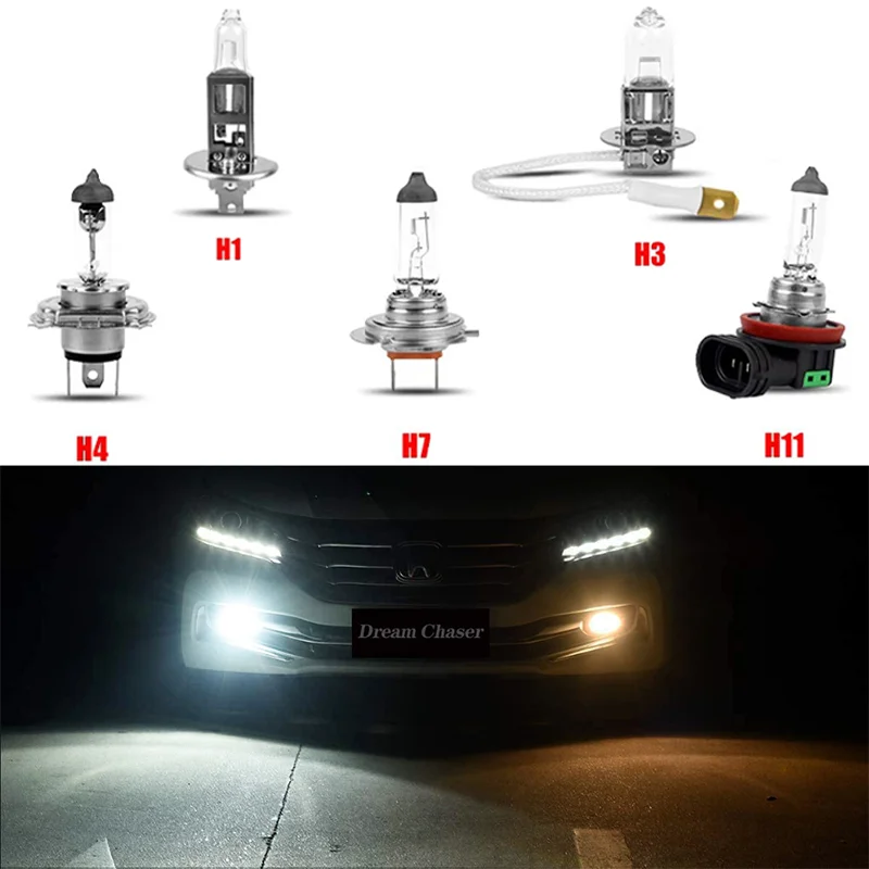 1/2Pcs H1 H3 H4 H7 H11 Halogen Car Headlight Auto Low-Beam Driving Light Super Bright Bulbs Fog Lamp Auto Driving Lights 55W 12V