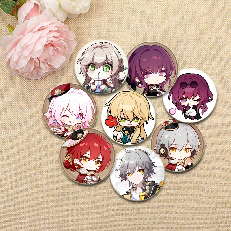 Honkai Star Rail Pins Anime Figure Caelus/Stelle/March 7th Brooches Q-version Cartoon Badge Backpack Shoes Jewelry Accessories