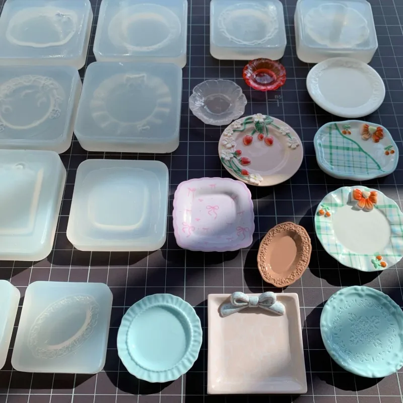 Mini Lace Plate Silicone Mold Miniature Tableware Mold for UV Resin Epoxy Resin DIY Dollhouse Mini Food Play Craft Making view 3