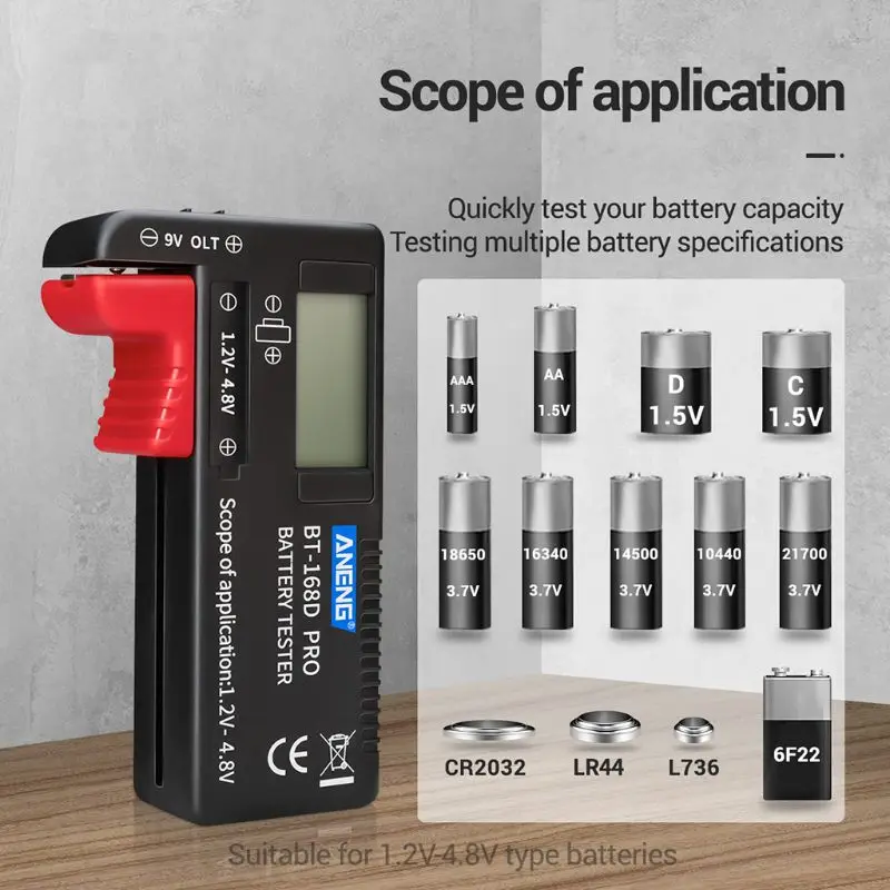 Battery Tester Universal Battery Checker Small Battery Testers for AAA AA  1.2-4.8V Button Cell Household Batteries