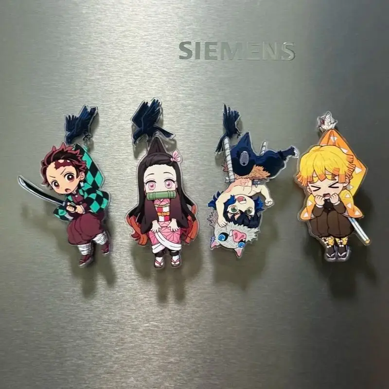 Demon Slayer: Kimetsu No Yaiba Anime Produkty Akrylowe Magnesy na Lodówkę Tanjiro Nezuko Inosuke Zenitsu Naklejki na Powierzchnie Żelazne