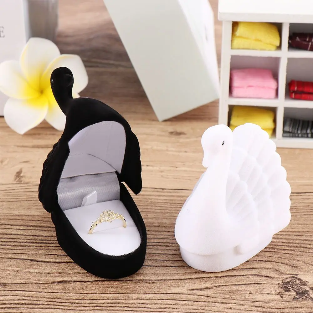 Hot Newest Display Gift Case Velvet Earring  Box Velvet Swan Box Ring  Box Necklace Box