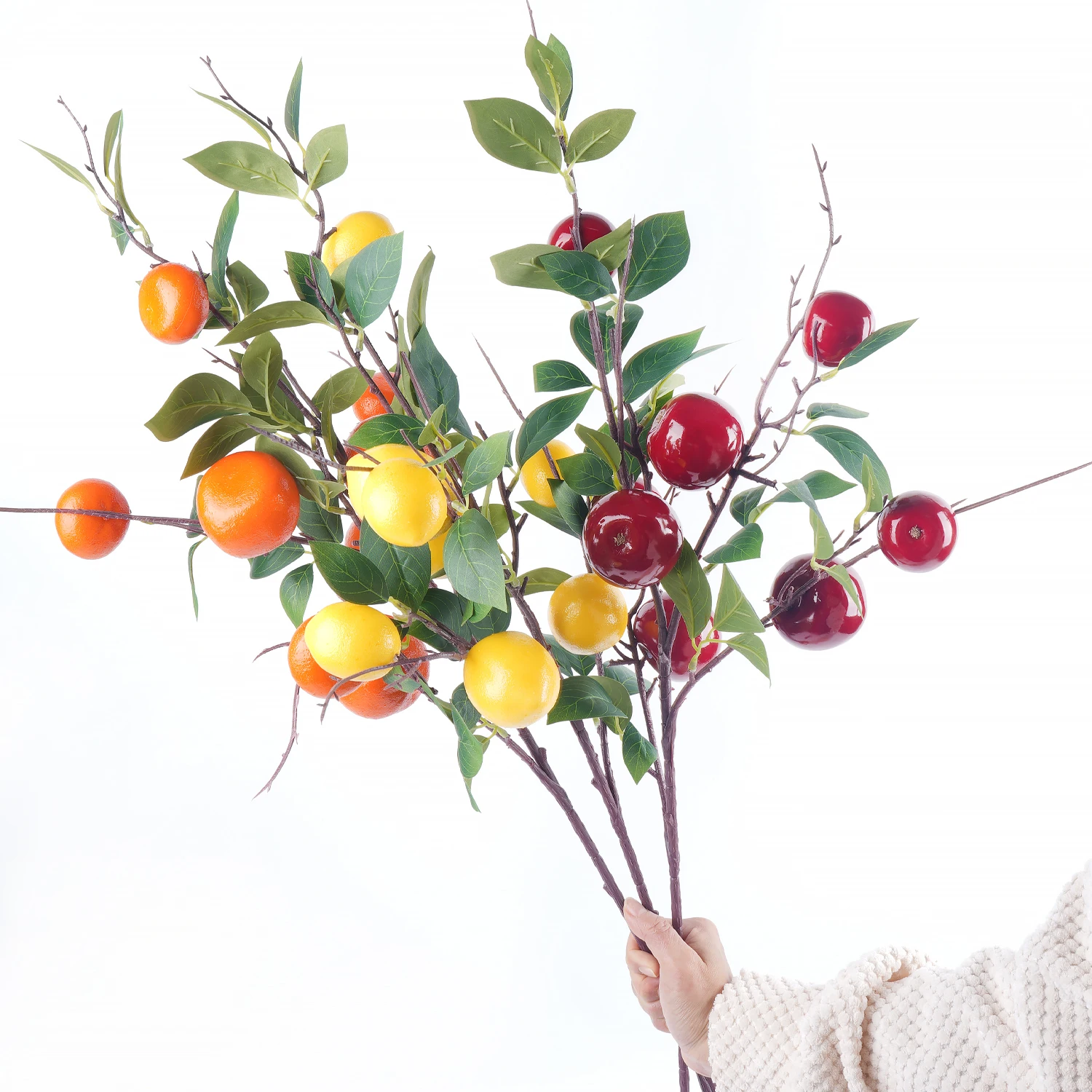 1PC Kunstmatige Fruit Arrangement Citroen Mandarijn Appel DIY Thuis Desktop Woonkamer Bruiloft Banket Decoratie