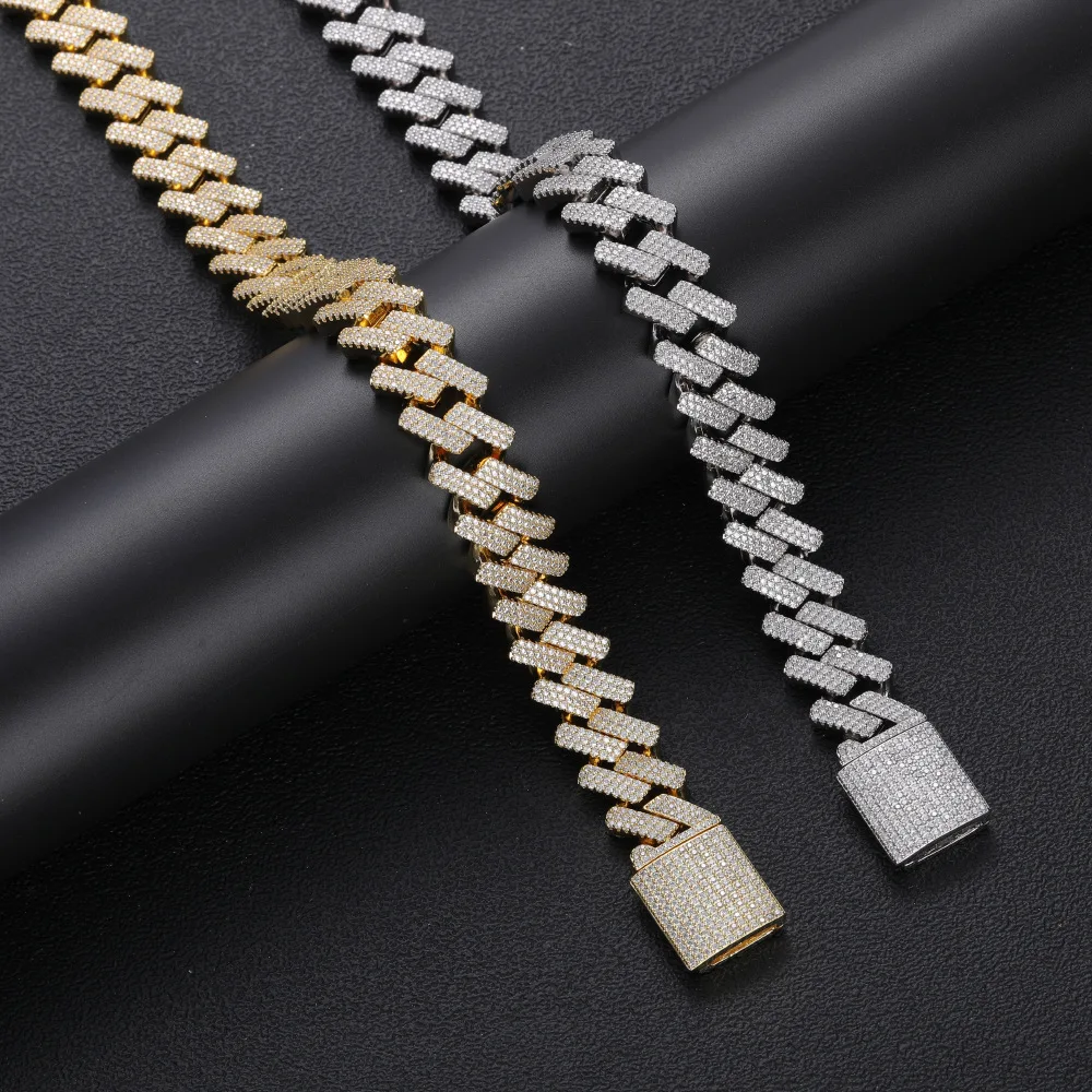 

European and American Fashion Diamond Chain Box Buckle Cuban Chain - Full Zirconia Hip Hop Light Luxury Simple Bracelet (unisex)