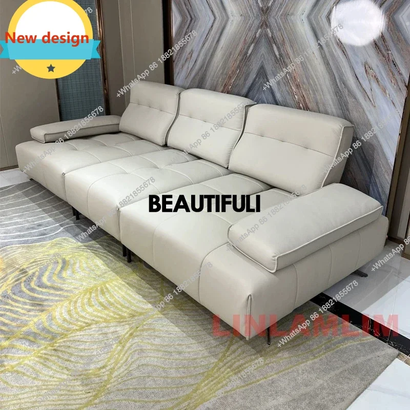 

C139 Modern Electric Reclining Sofa Bed – Adjustable Genuine Leather Sectional Couch with Foldable Armrests – Sleeper Sofa