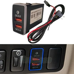 Blue Light Car Charger QC3.0 USB Dual Interface Socket Fuse Box Adapter Auto Accessories For Toyota FJ Cruiser