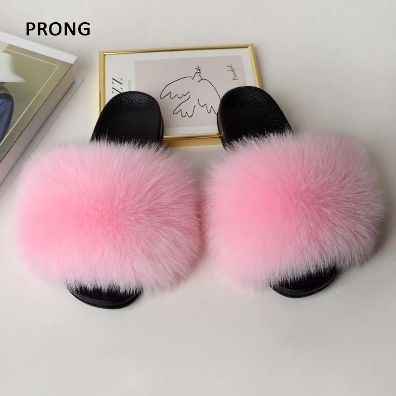 Summer Women Fur Slides Fluffy Furry Slippers Indoor Fuzzy Flip Flops Casual Outdoor Flat Ladies Fur Sandals Plush House Shoes