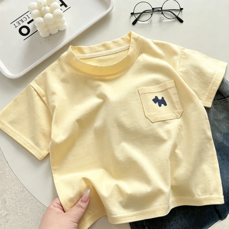 Children's Soft Cotton T-shirt Cotton Boys Summer Baby Boys and Girls New Clothing Girls Loose Casual Blouse Half-sleeved image 6