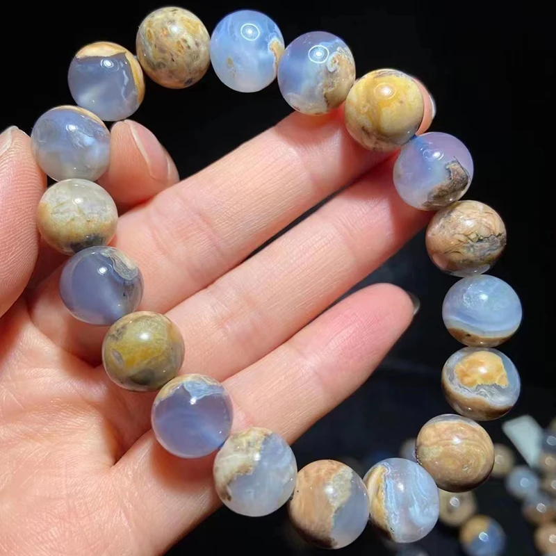 Meihan Wholesale Natural A+++ Dominica Chalcedony Smooth Round Beads For Jewelry Making DIY