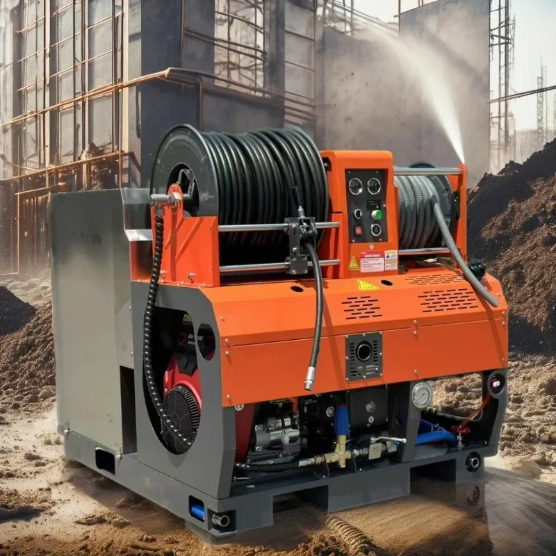 Sewage cleaning machine with a capacity of 180bar and a flow rate of 65 liters per minute, suitable for pipeline dredging