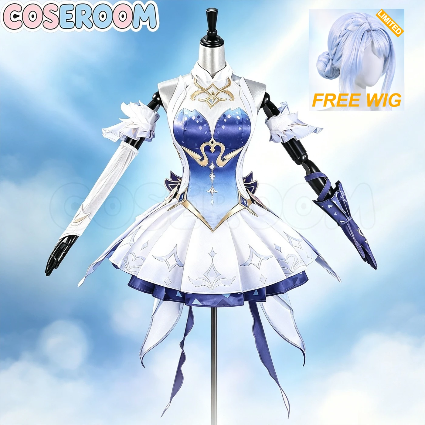 【FREE WIG LIMITED】COSEROOM-SR Odette Cosplay Costume Game GenshinImpact Cosplay Outfit Halloween Role Play Uniform Wig Shoes