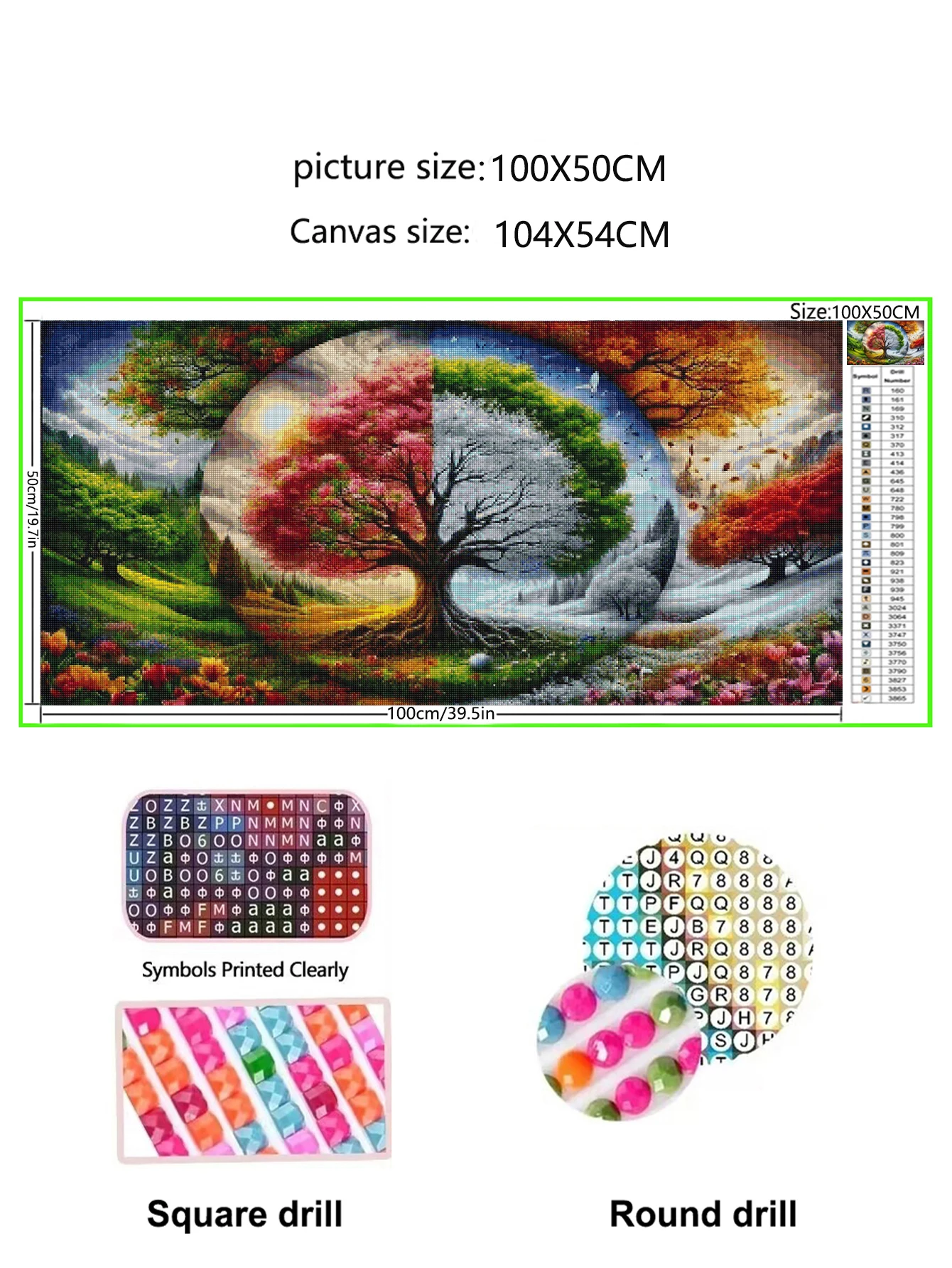 Magical Four Seasons Tree of Life 5D DIY Diamond Painting Full Drill Round Rhinestone Art,Perfect Gift for Family & Friends