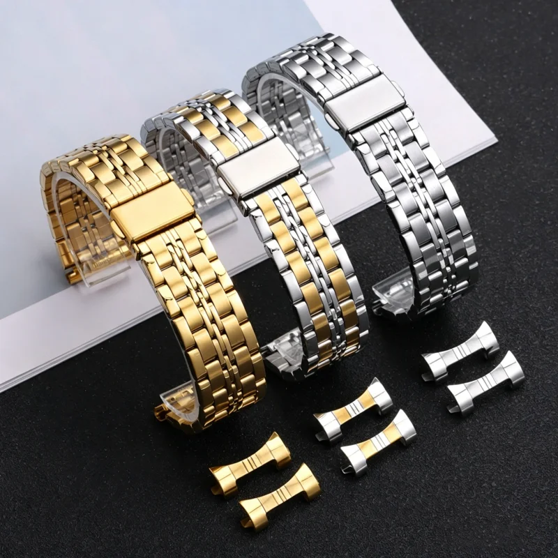 18mm 20mm 22mm 24mm High Quality Stainless Steel Watch Strap with Metal Folding Watch Buckle Watch Band for Universal Bracelet