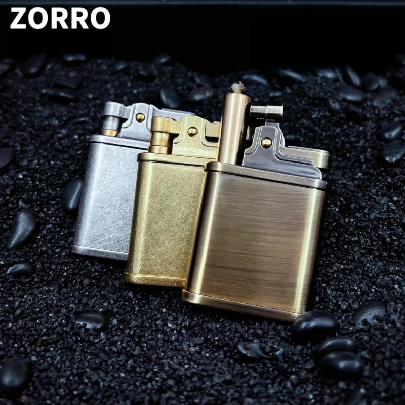 ZORRO Pure Copper Kerosene Lighter Creative Elevating Fire Mouth Press One Button to Ignite Pipe Lighters Smoking Gifts For Men