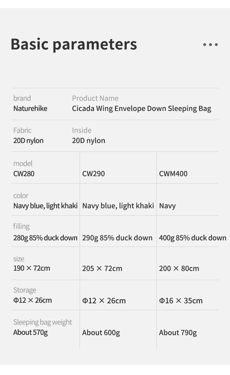 Naturehike CWM400 Schlafsack Wasserdichter Entendaunenschlafsack CW280 Ultraleichter Rucksack-Schlafsack Camping-Schlafsäcke – Detail 14