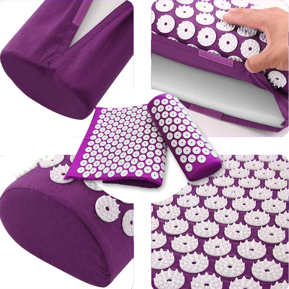 Acupressure Yoga Cushion Mat Massage Applicator Massager Pillow Mat Sensi Massage Body Mat with Needle