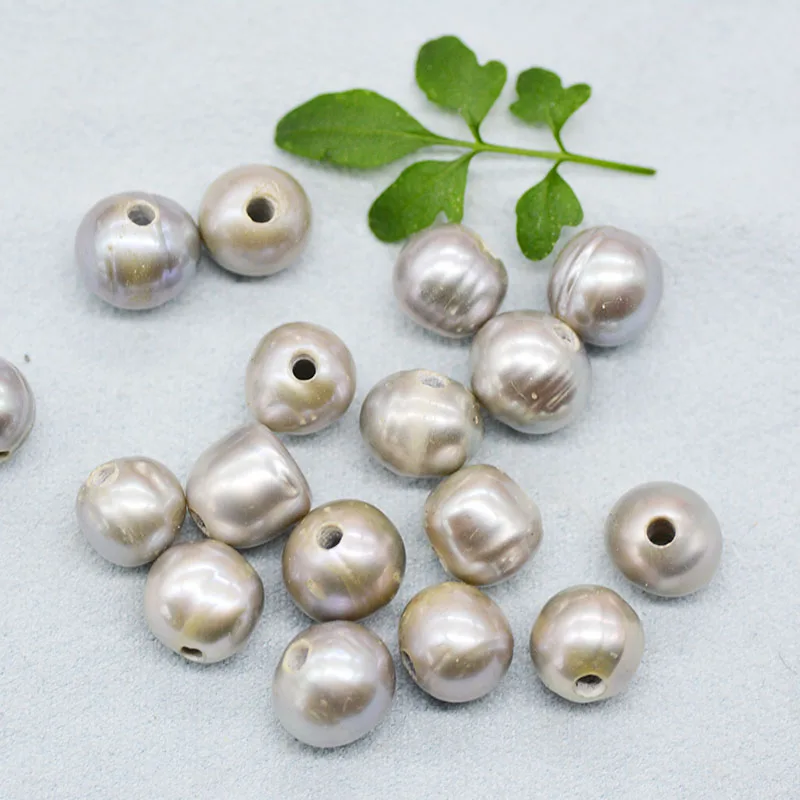 

500pcs/lot DIY 9-10mm 2mm hole grey freshwater pearl Potato pearl beads loose pearl beads