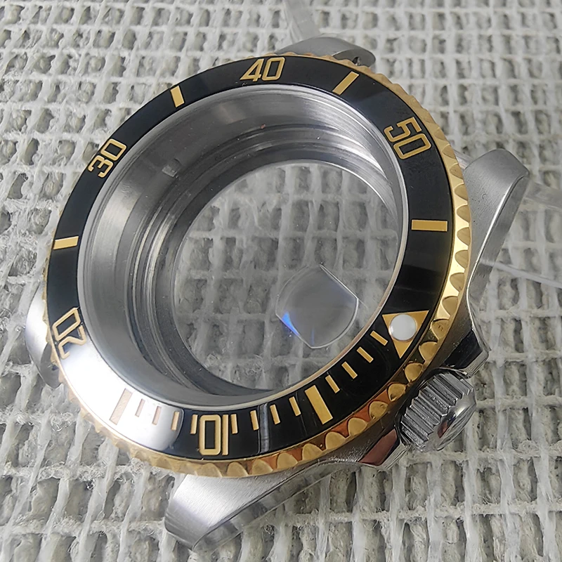 40MM Silver+Gold Case Accessories NH35A Sapphire Glass Gold Ceramic bezel with NH34/35/36 Movement Transparent Back