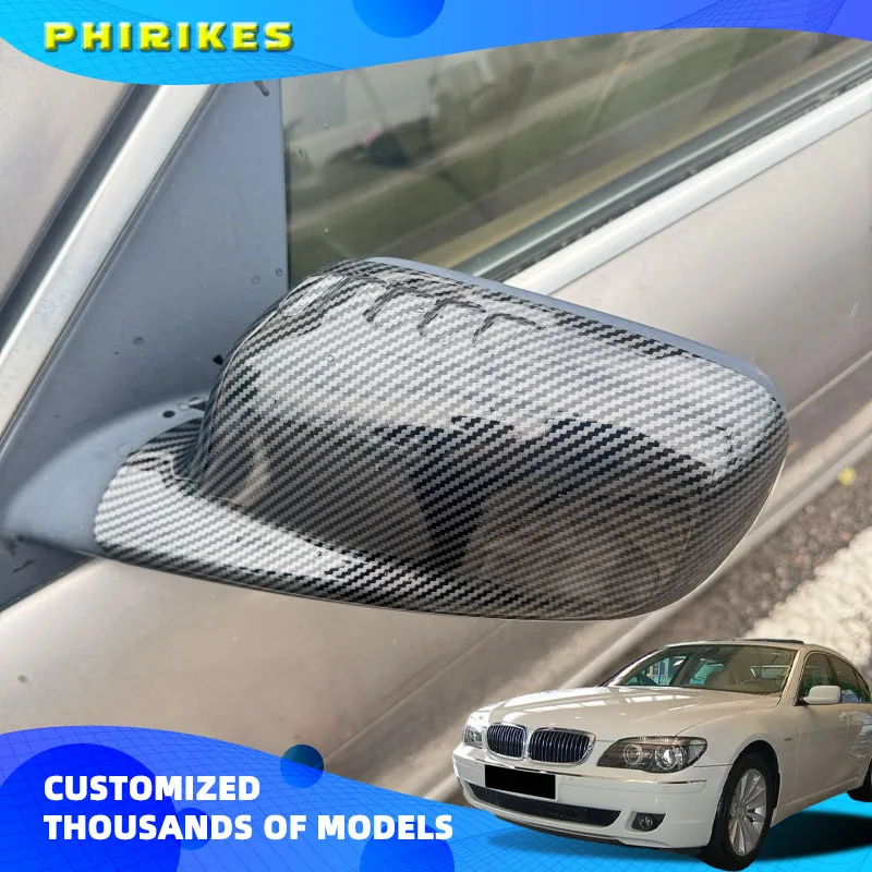 

2PCS Car Side Door Rearview Side Balck Carbon Mirror Cover Caps For BMW 7 Series E65 E66 2001-2008 E67 2002-2008 For E46 Coupe