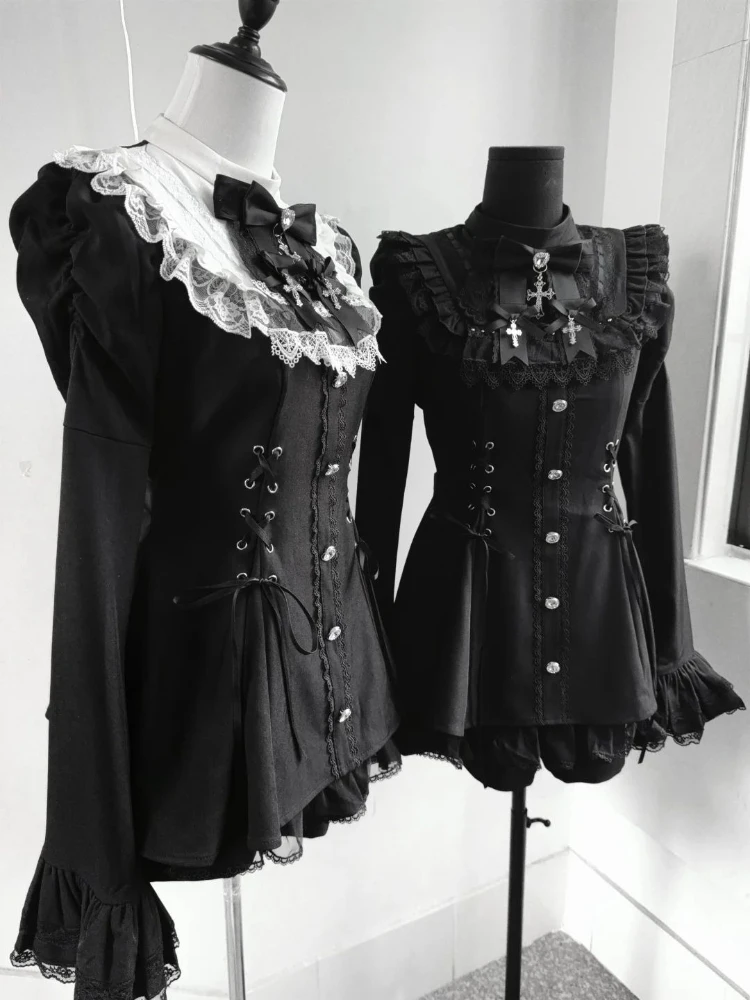 French Vintage Elegant Fashion Lace 2 Piece Set Women Chic Print Y2k Long Sleeve Tops + Skirt Japanese Casual Chic Outfits New view 5