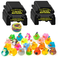 Paquete de etiquetas de pato de goma, 24 gomas amarillas para acoplar a los patos de goma troquelados, color negro, Jeep Car, 24 unidades