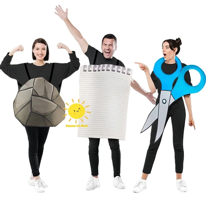 DY20Halloween الدعائم روك ورقة مقص لعبة لوازم الحفلات يمكن ارتداؤها تأثيري ازياء كرنفال روك ورقة مقص كوس للجنسين الإعلان