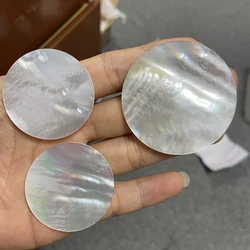 Hight Quality Double Flat 30mm 35mm 40mm Big Size Natural White Mother Of Pearl Shell Slice