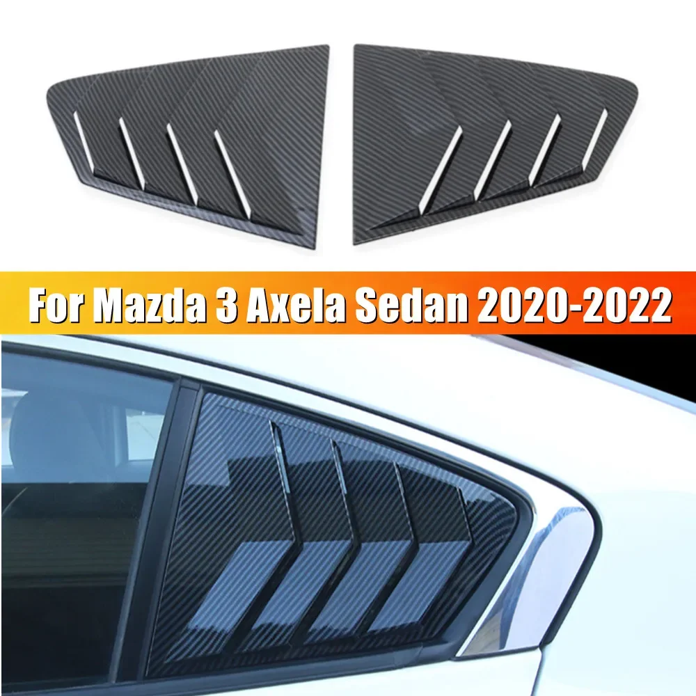 For Mazda 3 Axela Sedan 2020 2021 2022 ABS Plastic Rear Window Quarter Louver Scoop Cover Side Vent Trim Car Adhesive Accessorie