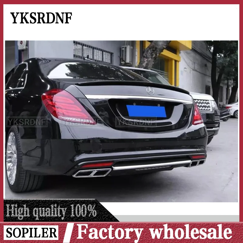 Carbon Fiber Car Rear Spoiler For Mercedes-Benz S Class W222 S500 S63 S65 AMG Coupe 2D 2014-2018 Trunk Spoiler Boot Lip Wing