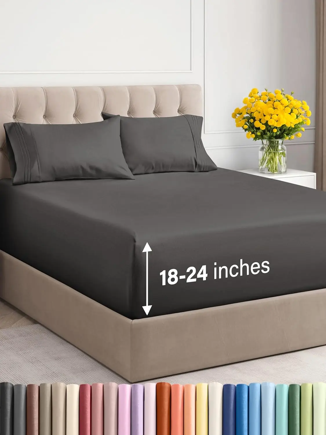 

Extra Deep Pocket Queen Sheets - 4 Piece Breathable & Cooling Bed Sheets - Hotel Luxury Bed Sheet Set - Soft, Wrinkle Free &