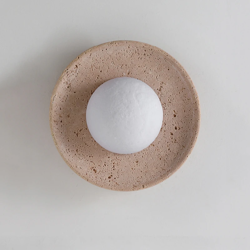 Wabi Sabi Natural Stone Home Wall Decoration Light Simple Atmosphere Corridor Staircase Creative Circular LED Sconce Lamp