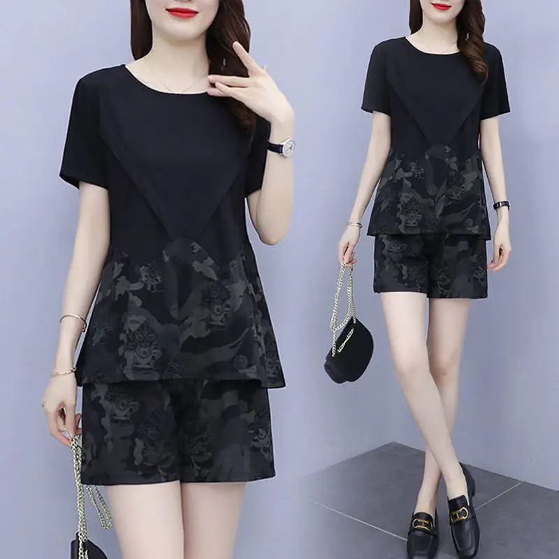 

Summer Women Tracksuit Solid Oversize T-Shirt Shorts Female Matching Outfit Casual Clothing Set Ladies Loose Sportswear Suit A39