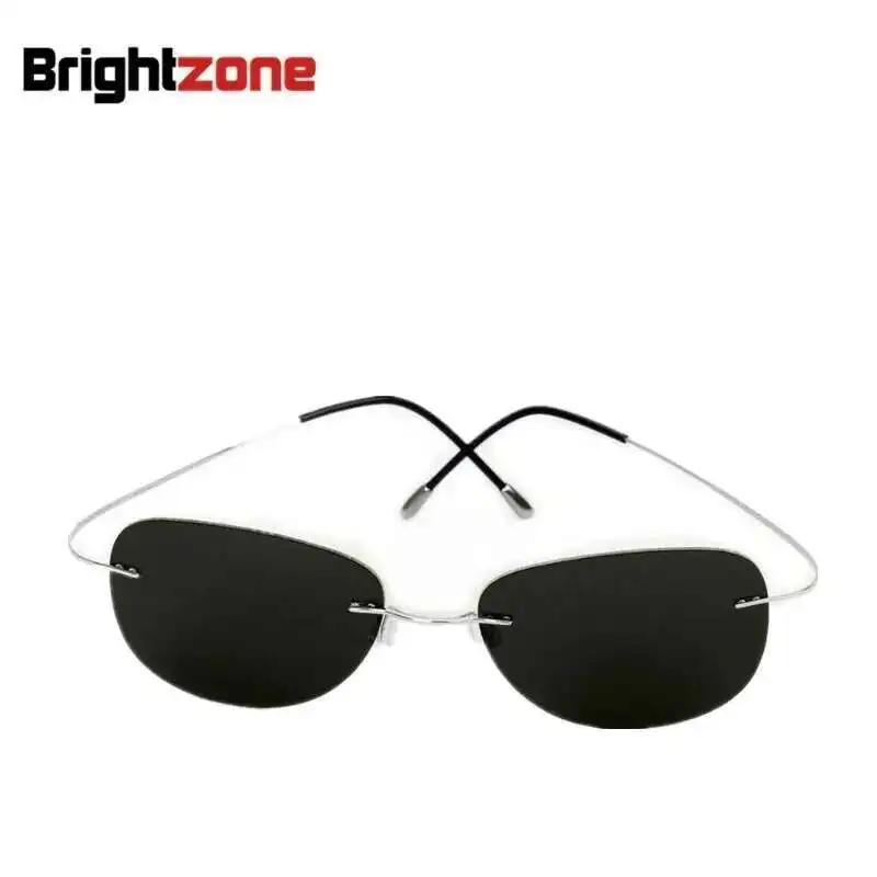 

2025 NEW Cool 100% Pure Titanium Rimless Sunglasses Polarized Lenses Grey Super Thin Lenses Sun-shade UV Protection UV400 Oculos