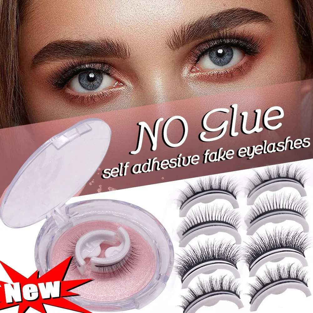 Reusable Self-Adhesive Eyelashes Without Glue Natural Multiple Reversible Glue-free Self-adhesive False Eyelashes Easy Makeup