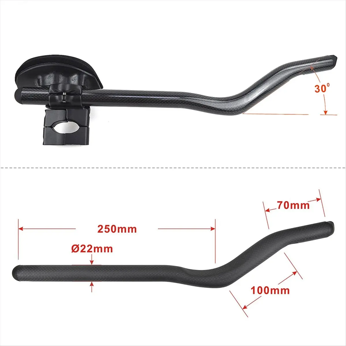 

didyou 1Pair 30° Bicycle Rest Handlebar Carbon Fiber Auxiliary Rest Handlebar for Flat Handle Bar Cycling Accessories 3K Matte