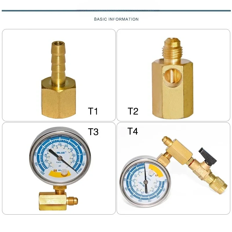 

1PC vacuum pump vacuum gauge adapter tube fitting Refrigeration brass connector