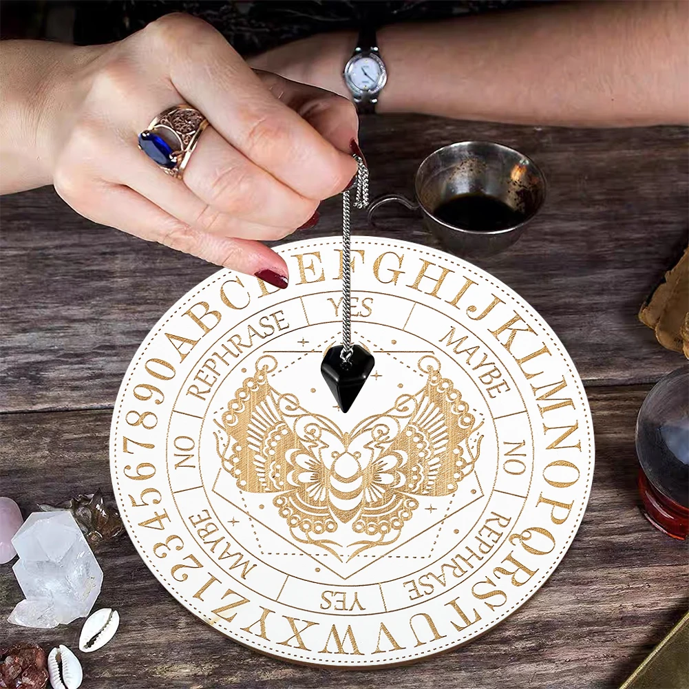 لوحة البندول على شكل فراشة خشبية لوحة العرافة الروحية أداة مذبح الطاقة المنحوتة الميتافيزيقية للتأمل والسحر Ritua #2