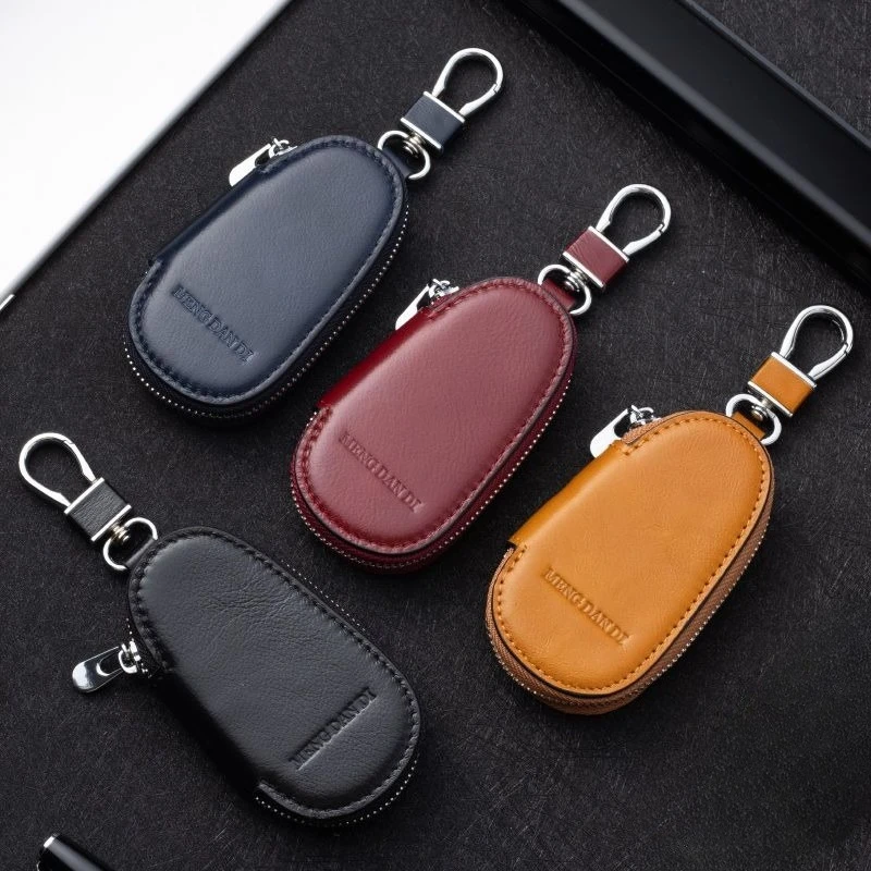 Leather  key bag Men's and women's multi-function general car key bag First layer cowhide remote control protective cover