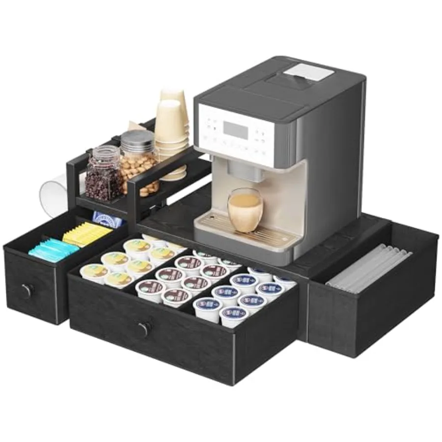 

Органайзер для кофейных капсул - Подставка для капсул K-Cup и Nespresso с держателем для кружек, настольный держатель для кофе, вместимость 52 капсулы