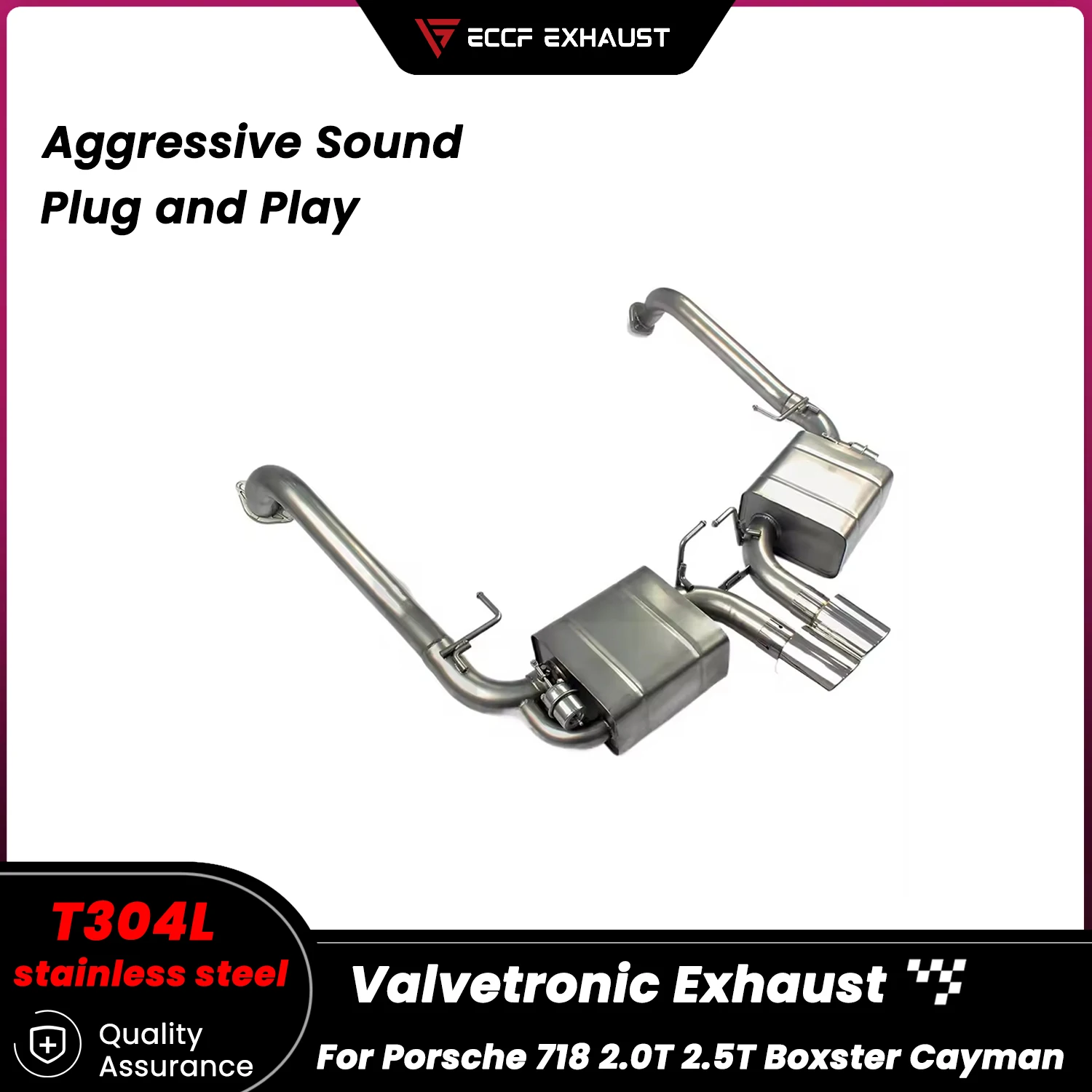 

Sporty Pneumatic Valve Stainless Steel Catback Exhaust for Porsche 718 2.0T 2.5T Boxster Cayman Unleash Maximum Performance
