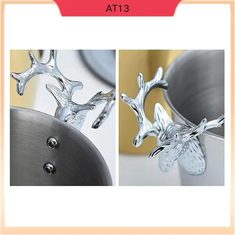 

AT13 2X Stainless Steel Ice Buckets,Deer Head Handle,Insulated Ice Bucket,Wine Buckets Champagne Bucket For Paties And Bar(S)