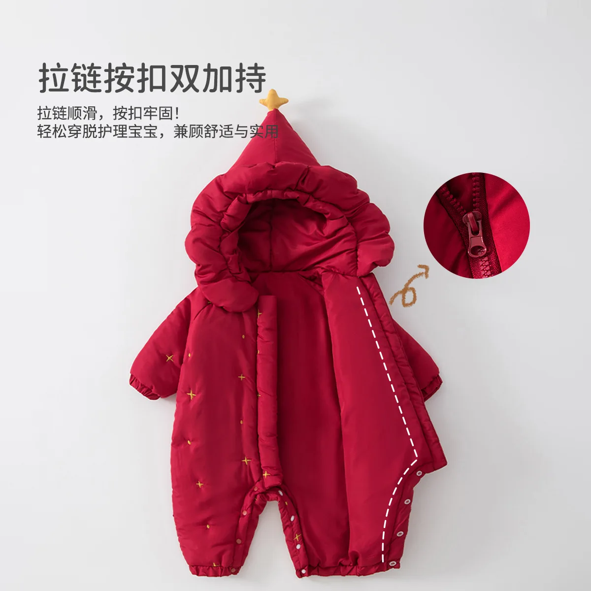 2026 Winter Baby Romper Infant Thick Quilted Jumpsuit with Hood Warm Outwear for Outdoor Clothes Newborn Hooded Thick Coverall