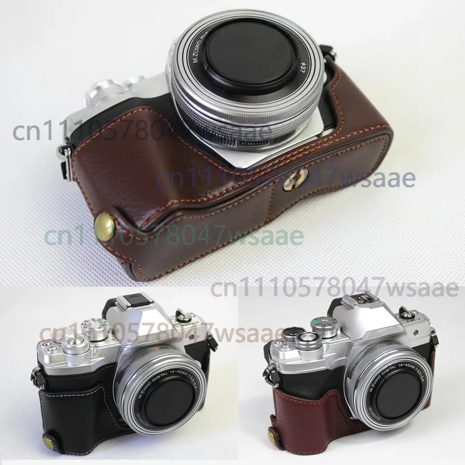 

Genuine Real Leather Protect Half Case Grip For Olympus E-M10 Mark III Camera （Synthetic Leather）