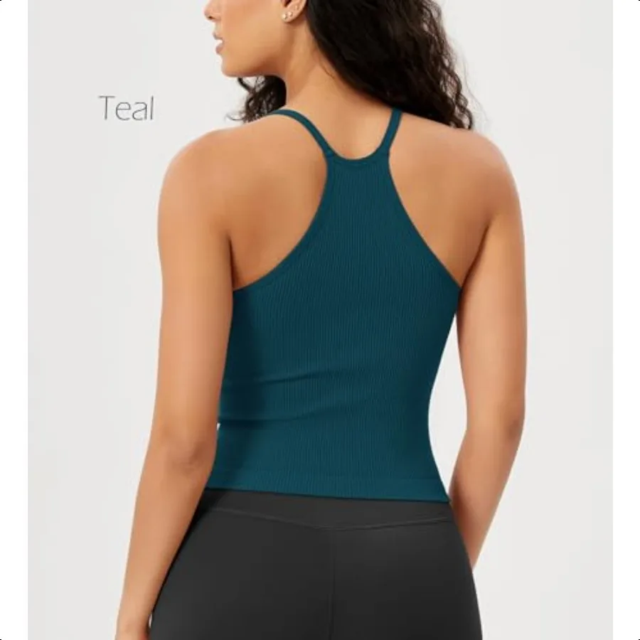 ODODOS Damen Crop 3er-Pack Seaml RibKnit Camisole Crop Tank Tops