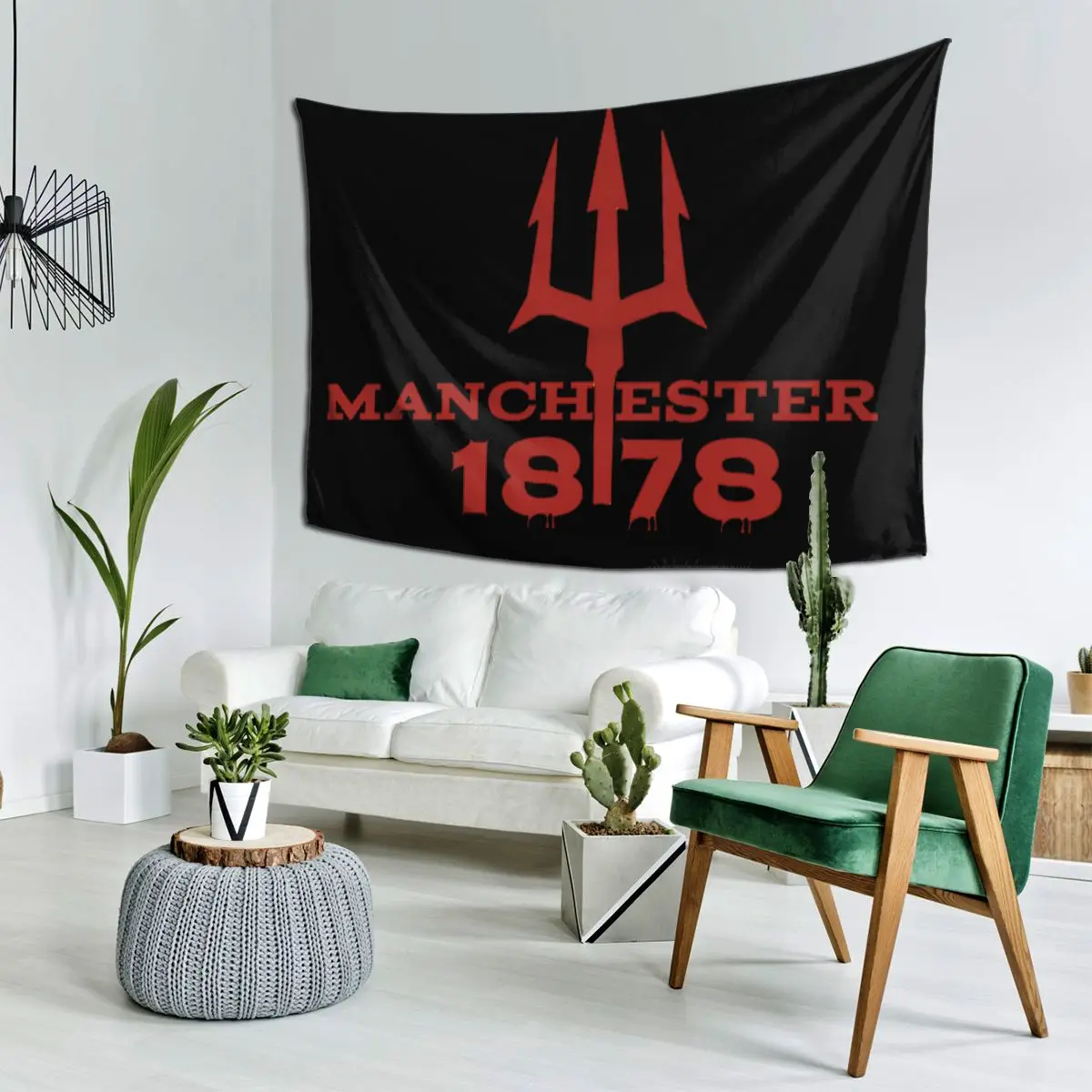 Devils Of Manchester, Manchester Is Red Tapestry Funny Wall Hanging Aesthetic Home Decor Tapestries for Living Room Bedroom