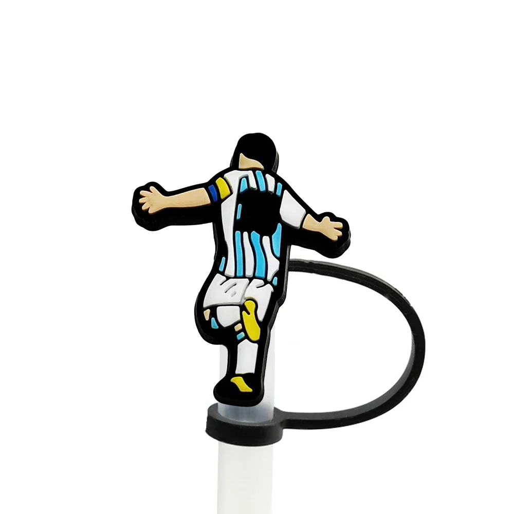 Football Star Silicone Straw Toppers for 10mm,Straw Caps for Glass Cup,with 30&40Oz Tumbler with Handle Dust-Proof Reusable
