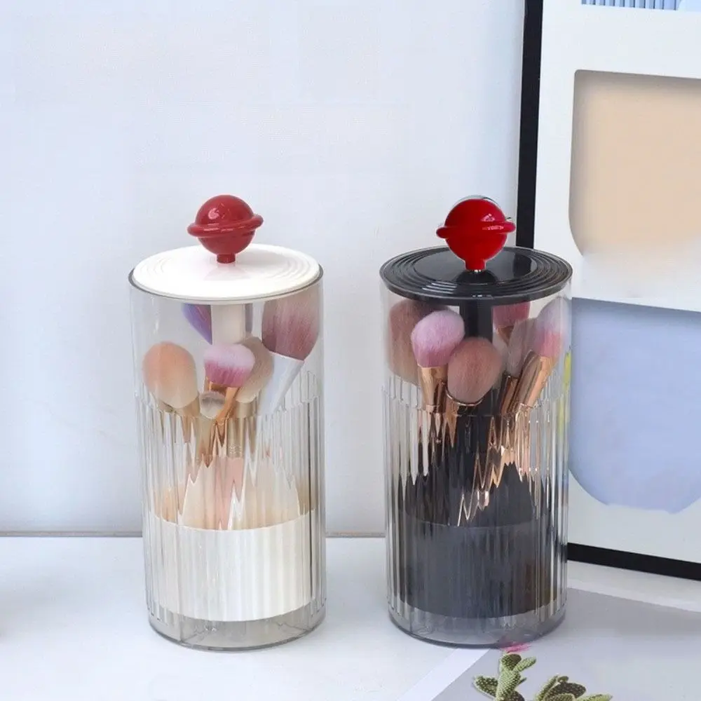 حامل فرش المكياج الأوتوماتيكي للرفع، منظم فرش المكياج من نوع الضغط البلاستيكي المقاوم للغبار مع غطاء