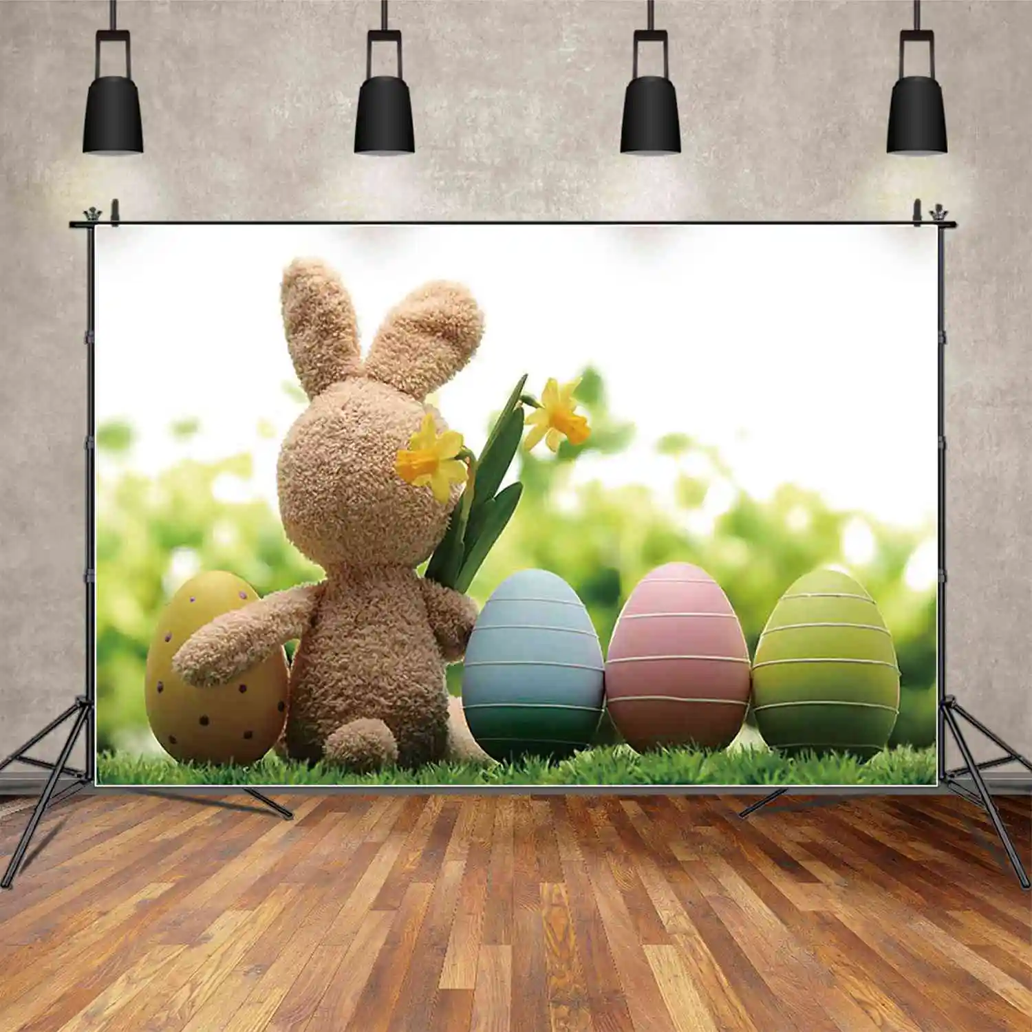 MOON.QG Easter Fairy Eggs Background Photography Bunny Spring Tulip Photozone Backdrop Children Studio Photozone Accessories