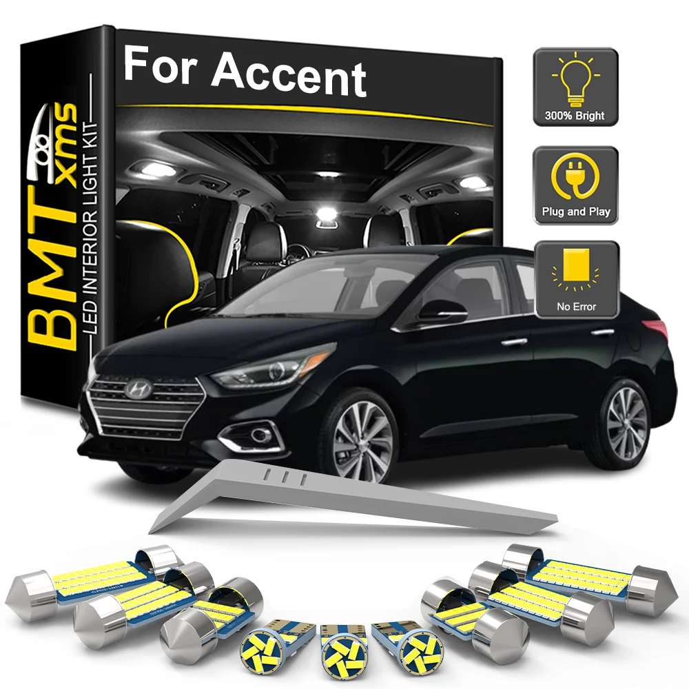 BMTxms Kit de lâmpadas LED para iluminação interna, para Hyundai Accent 2 3 4 5LC MC RB HC 2000-2016 2017 2018 2019 2020 2021 2022, lâmpada para carro Canbus
